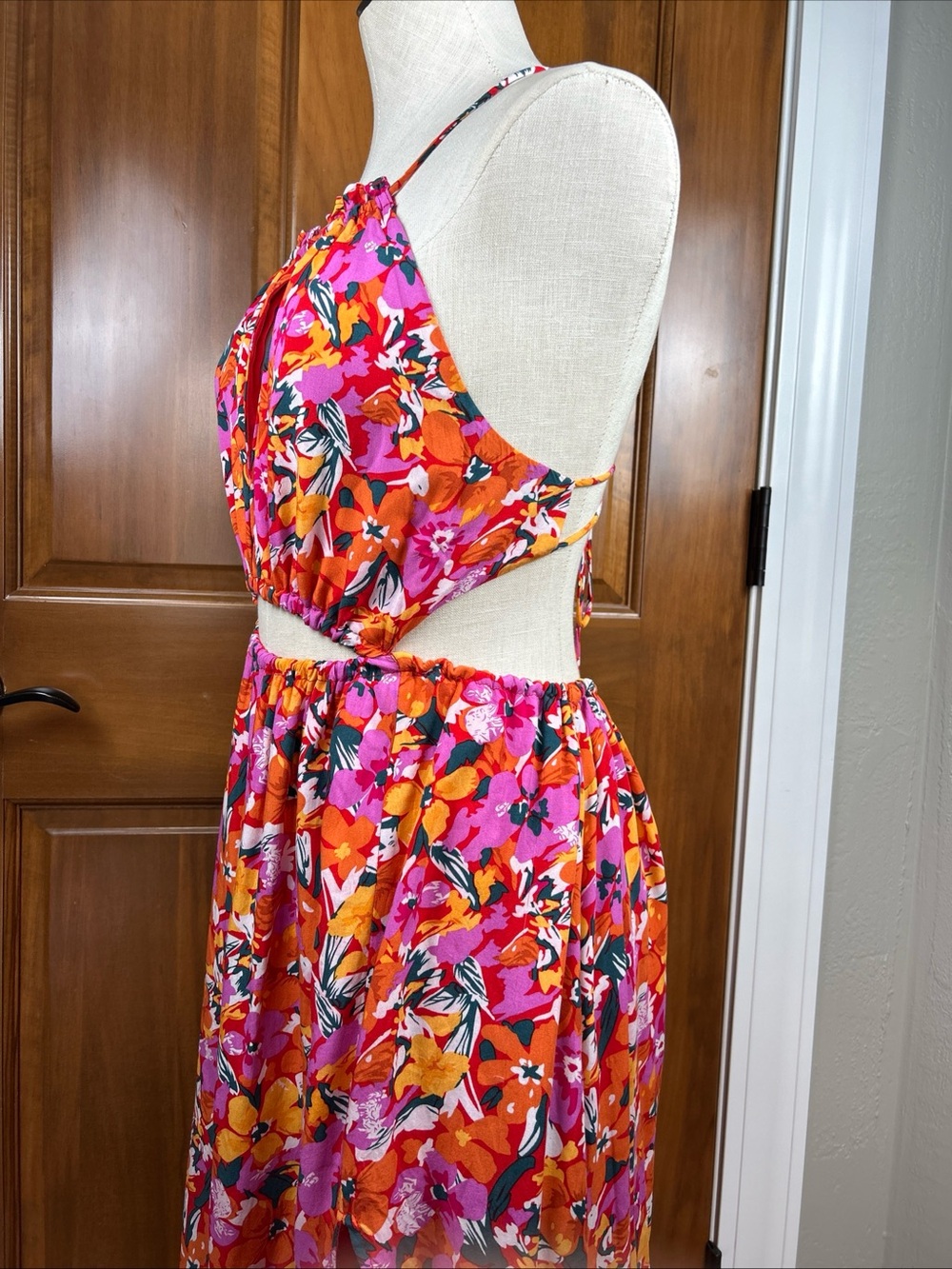 Petal and Pup Women Señorita Print Drop back Maxi Dress Floral Artsy Boho Sz 8 - Picture 5 of 14